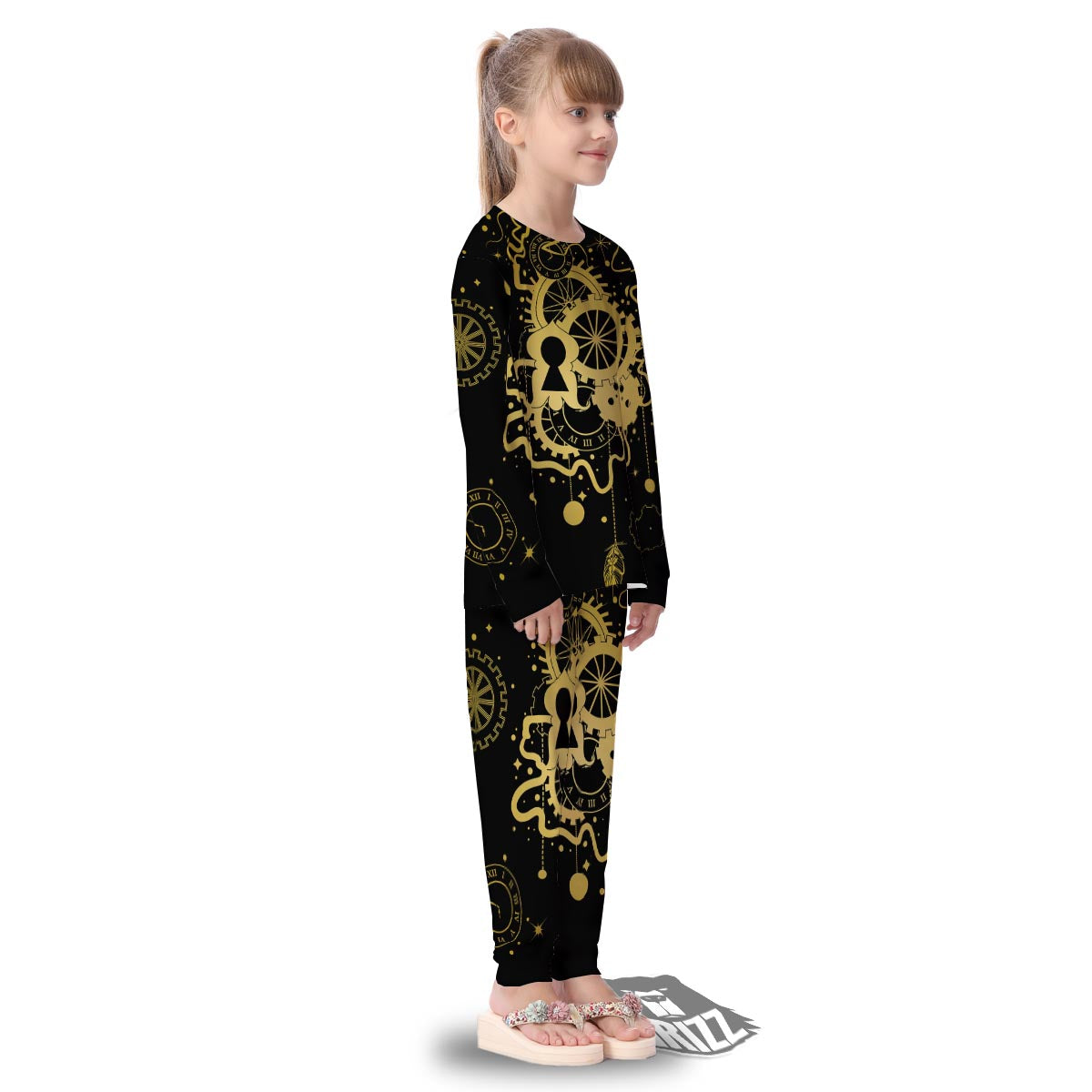 Steampunk Gears Metal Print Kid's Pajamas-grizzshop