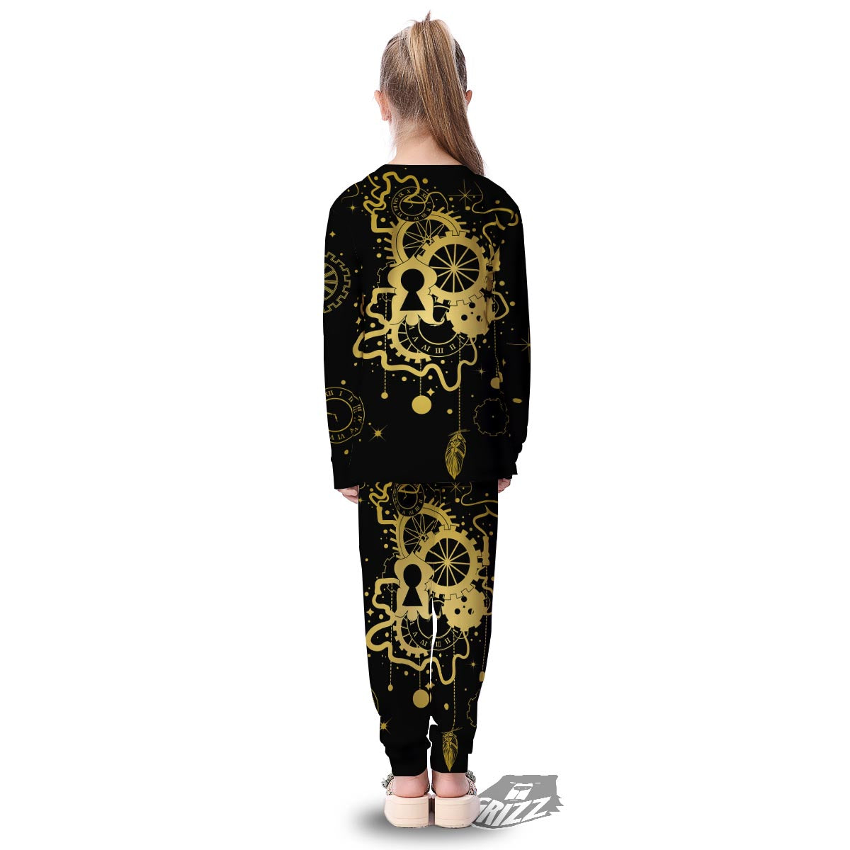Steampunk Gears Metal Print Kid's Pajamas-grizzshop