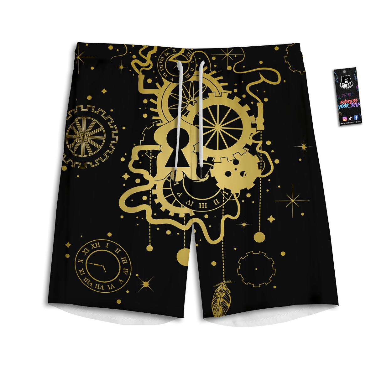 Steampunk Gears Metal Print Men's Athletic Shorts