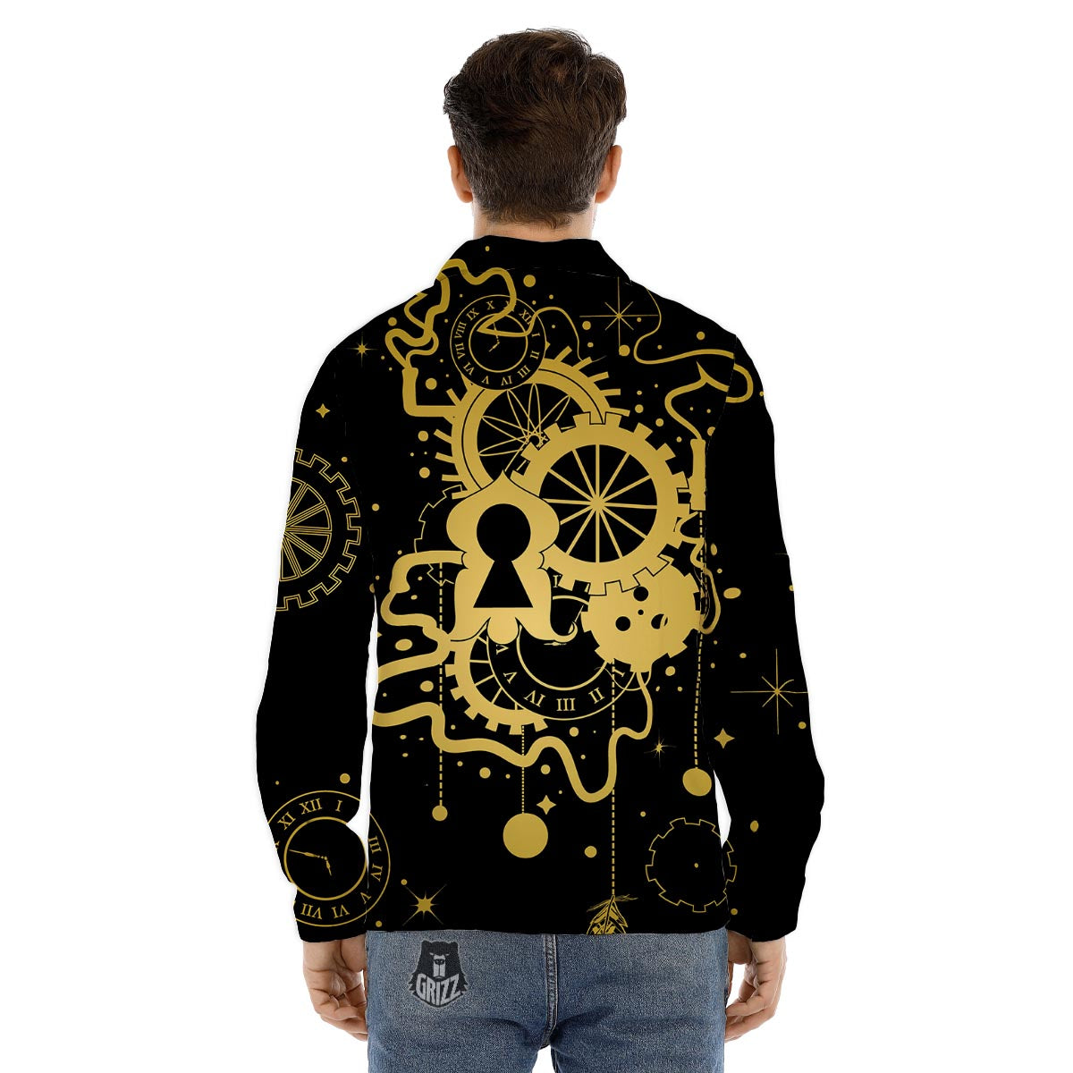 Steampunk Gears Metal Print Men's Dress Shirts-grizzshop