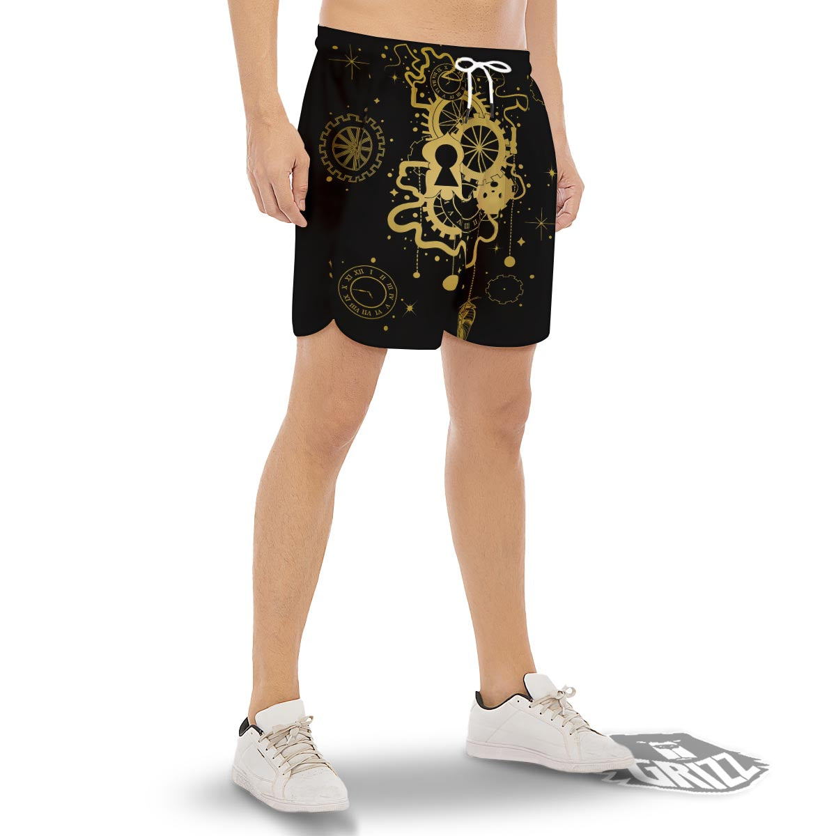 Steampunk Gears Metal Print Men's Gym Shorts-grizzshop
