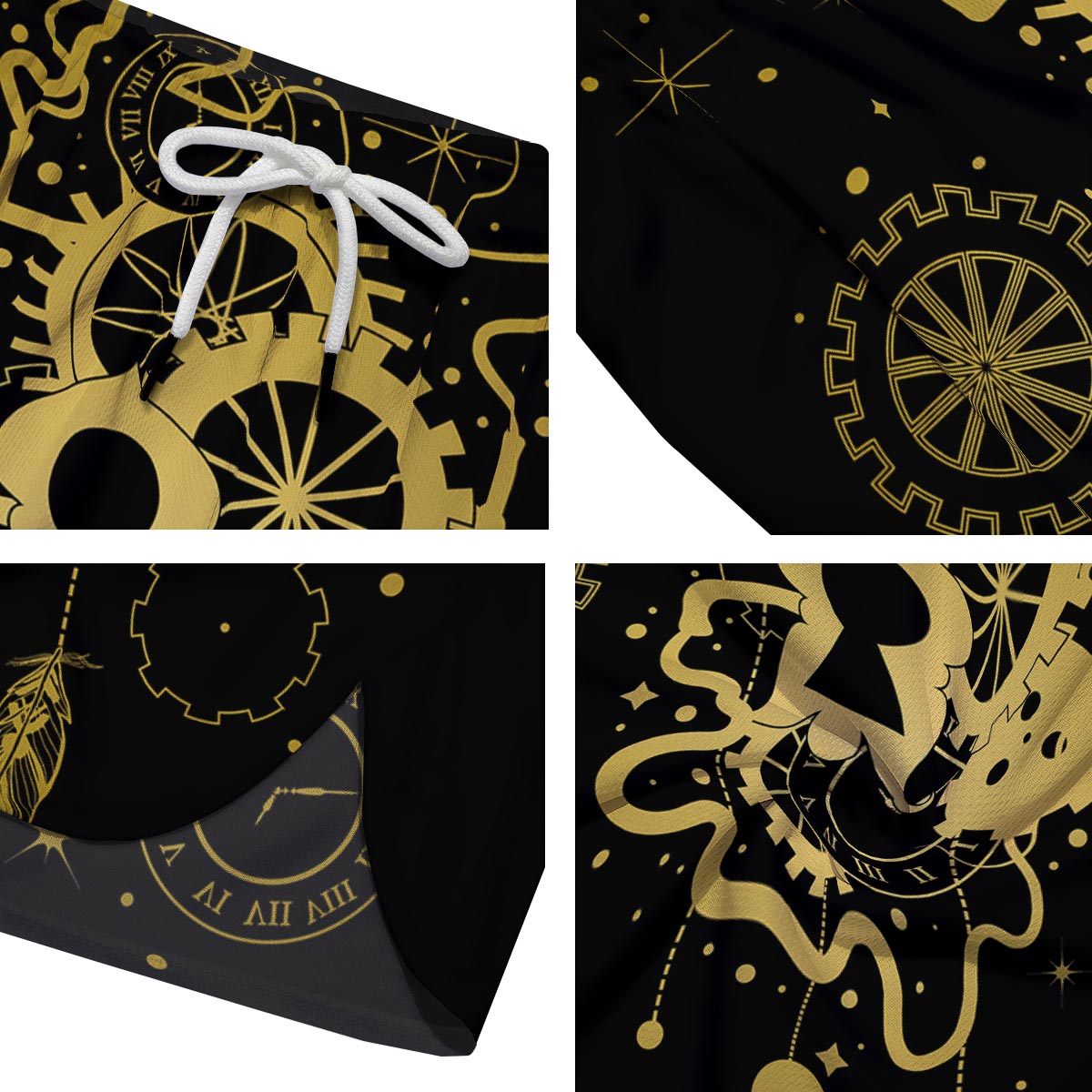 Steampunk Gears Metal Print Men's Running Shorts-grizzshop
