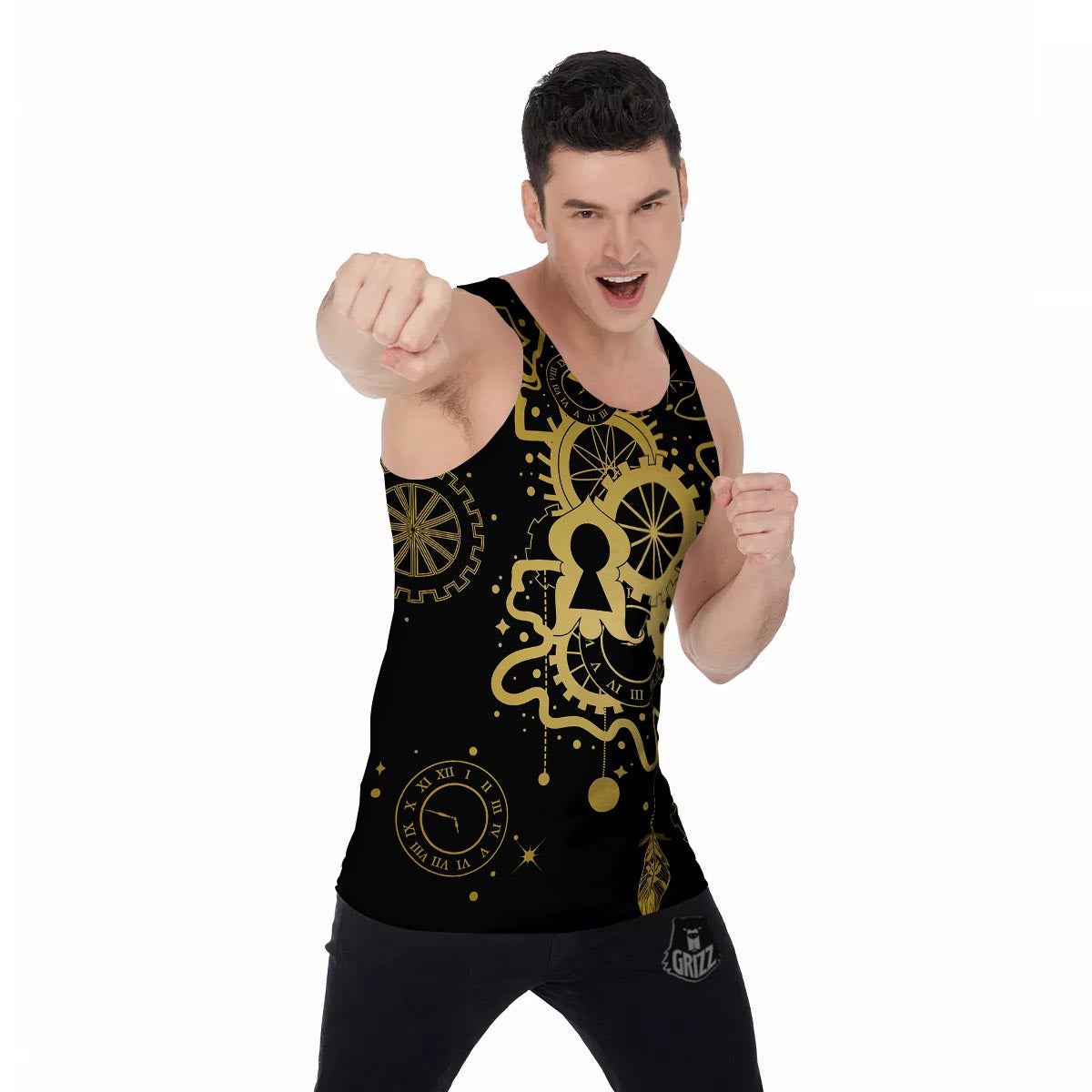 Steampunk Gears Metal Print Men's Tank Top-grizzshop