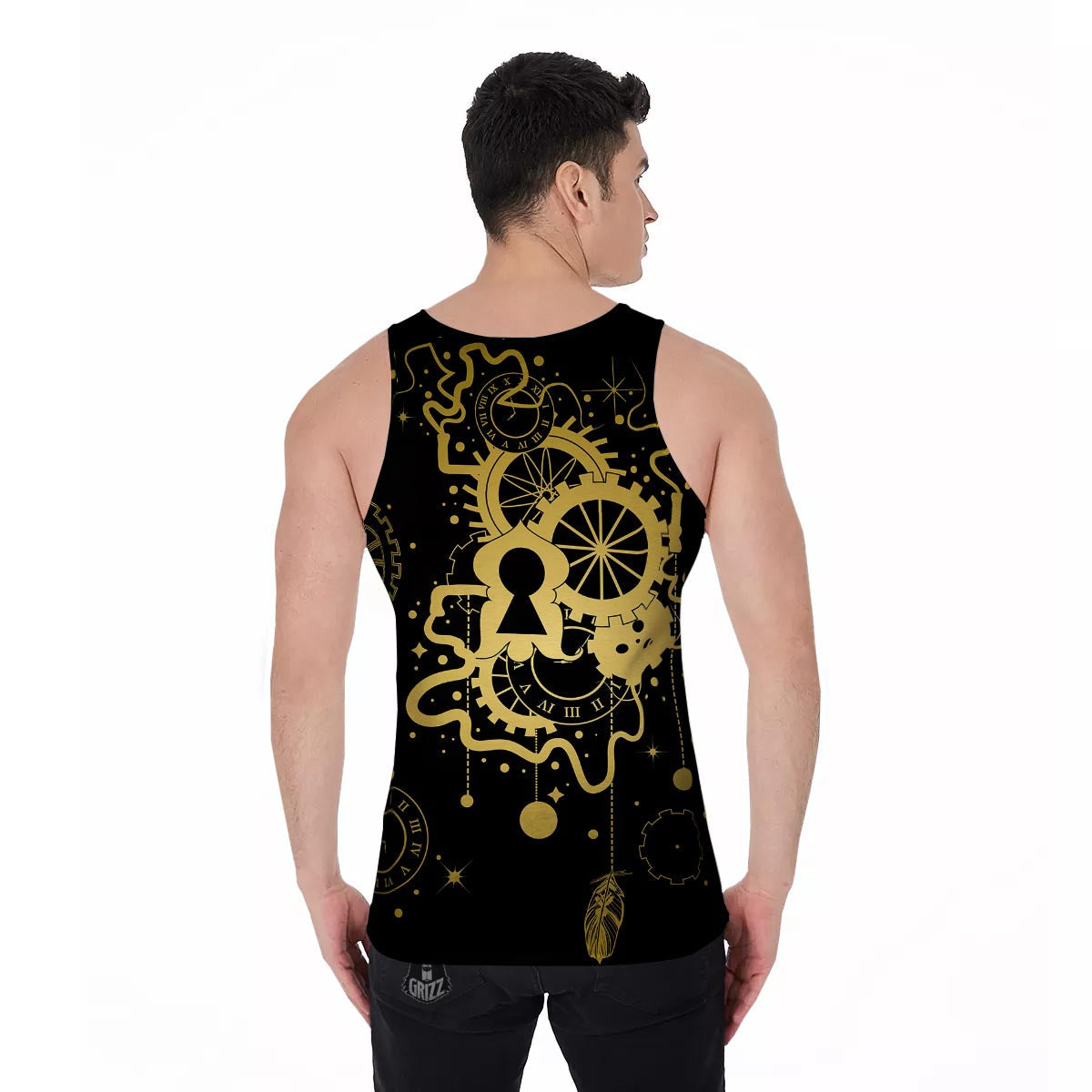 Steampunk Gears Metal Print Men's Tank Top-grizzshop