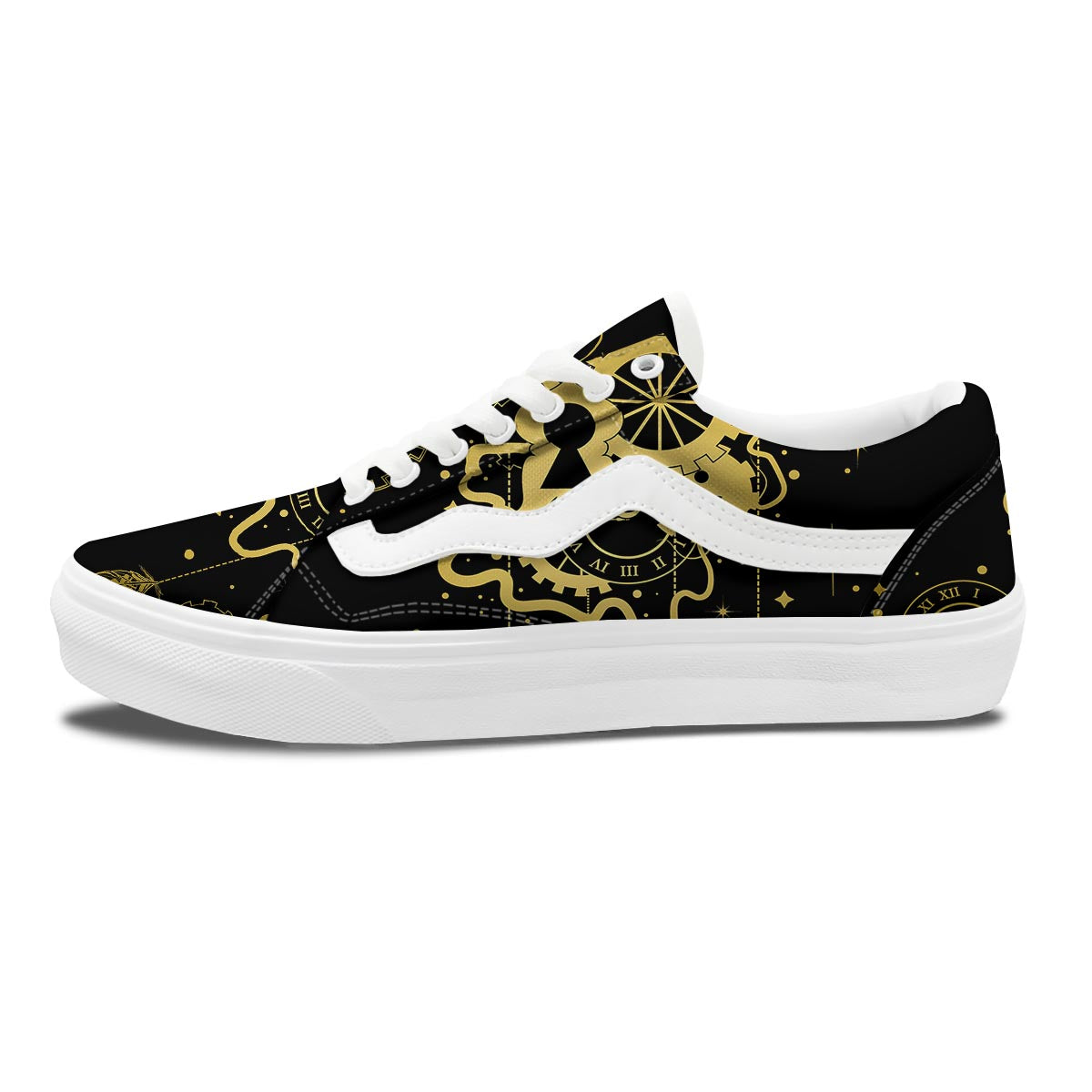 Steampunk Gears Metal Print Skate Shoes-grizzshop