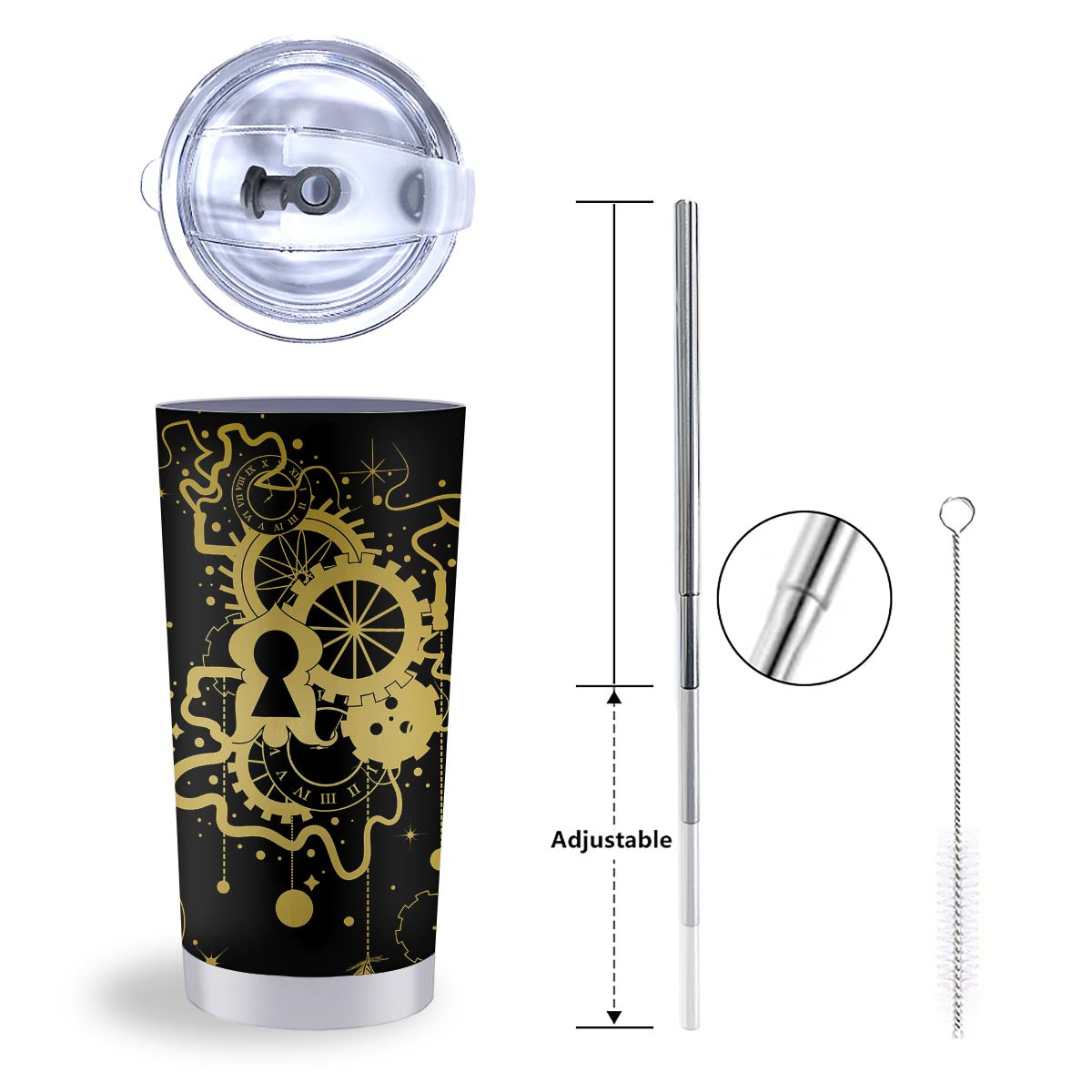 Steampunk Gears Metal Print Tumbler-grizzshop