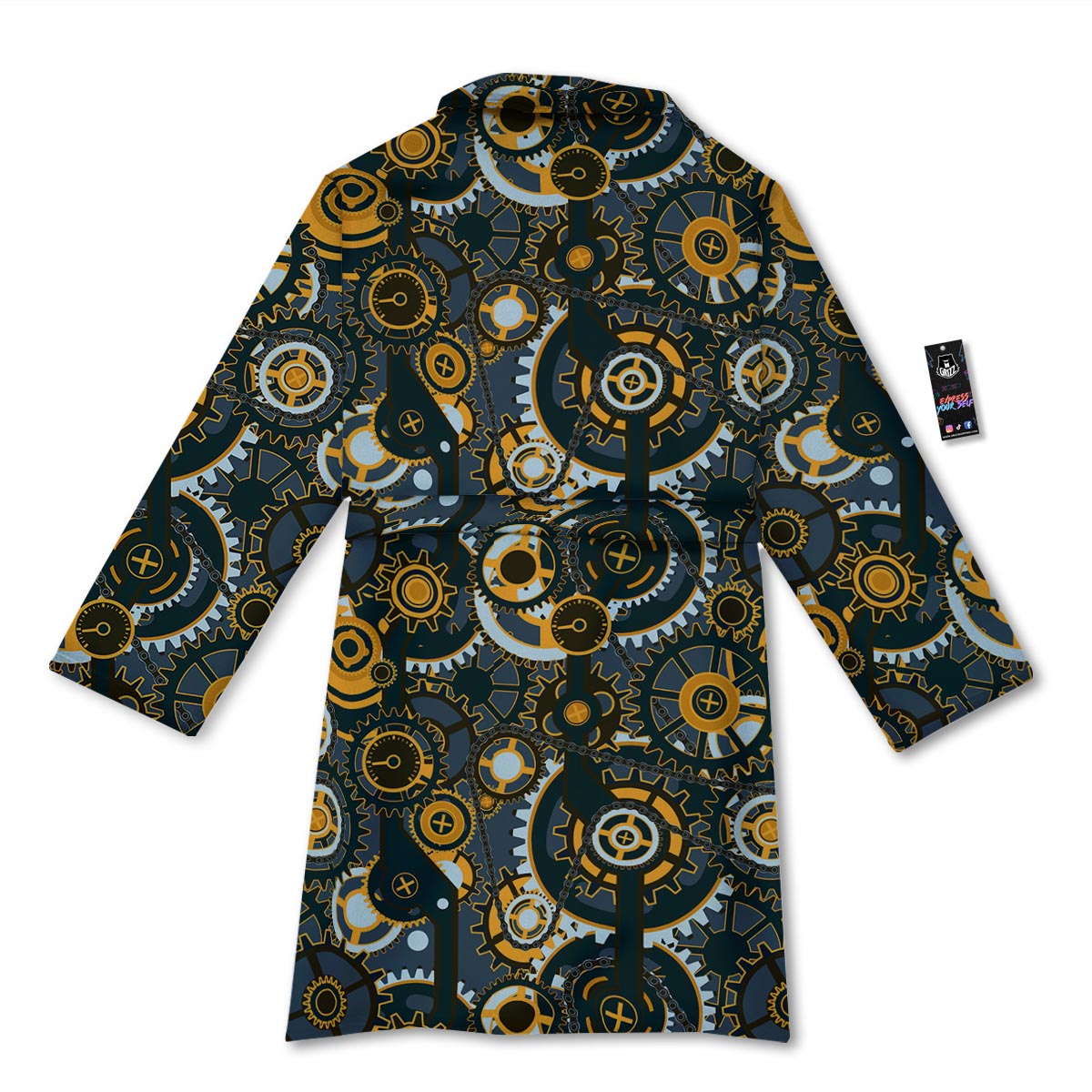 Steampunk Gears Print Pattern Bathrobe-grizzshop