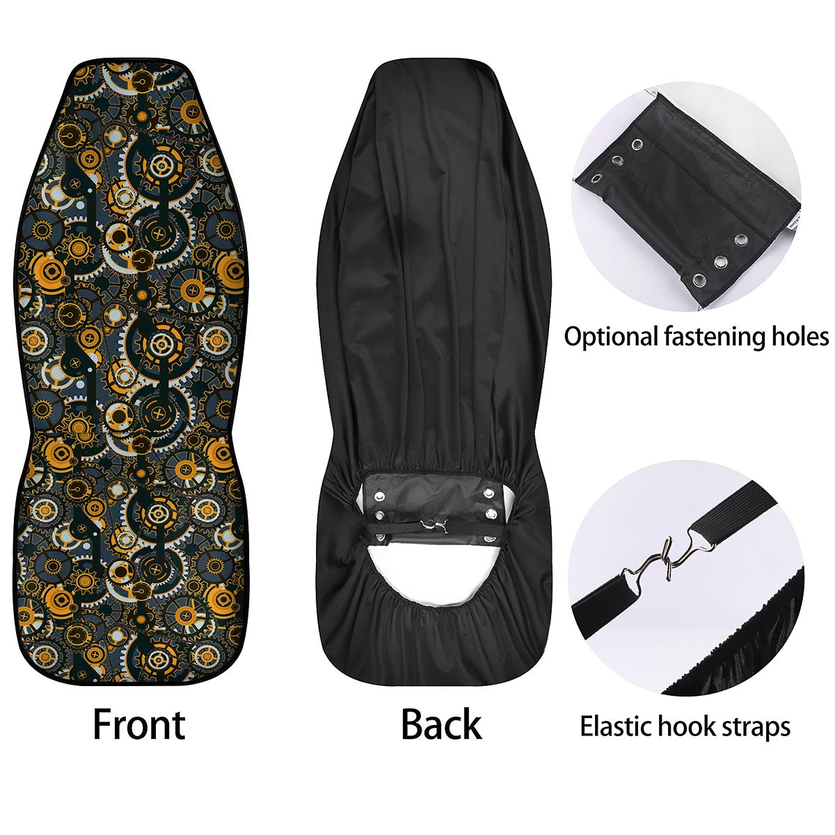 Steampunk Gears Print Pattern Car Seat Covers-grizzshop