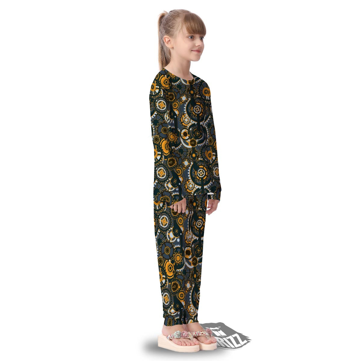 Steampunk Gears Print Pattern Kid's Pajamas-grizzshop