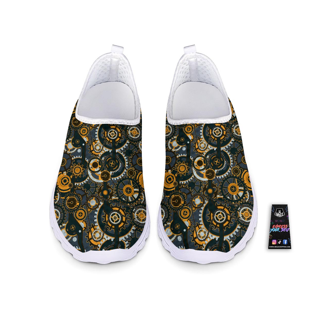 Steampunk Gears Print Pattern Nurse Shoes-grizzshop