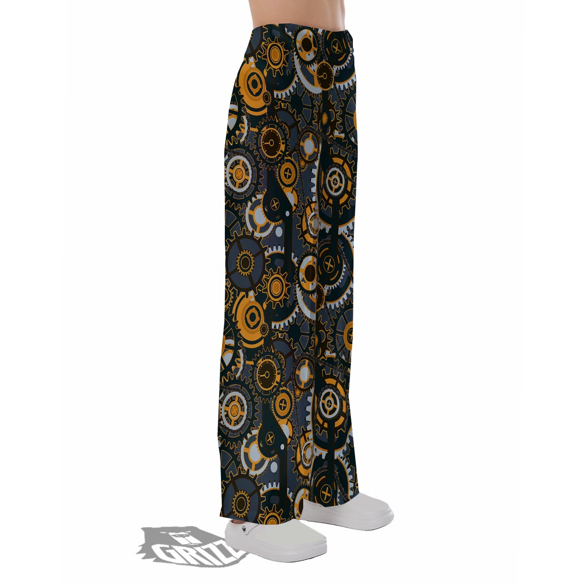 Steampunk Gears Print Pattern Pajama Pants-grizzshop