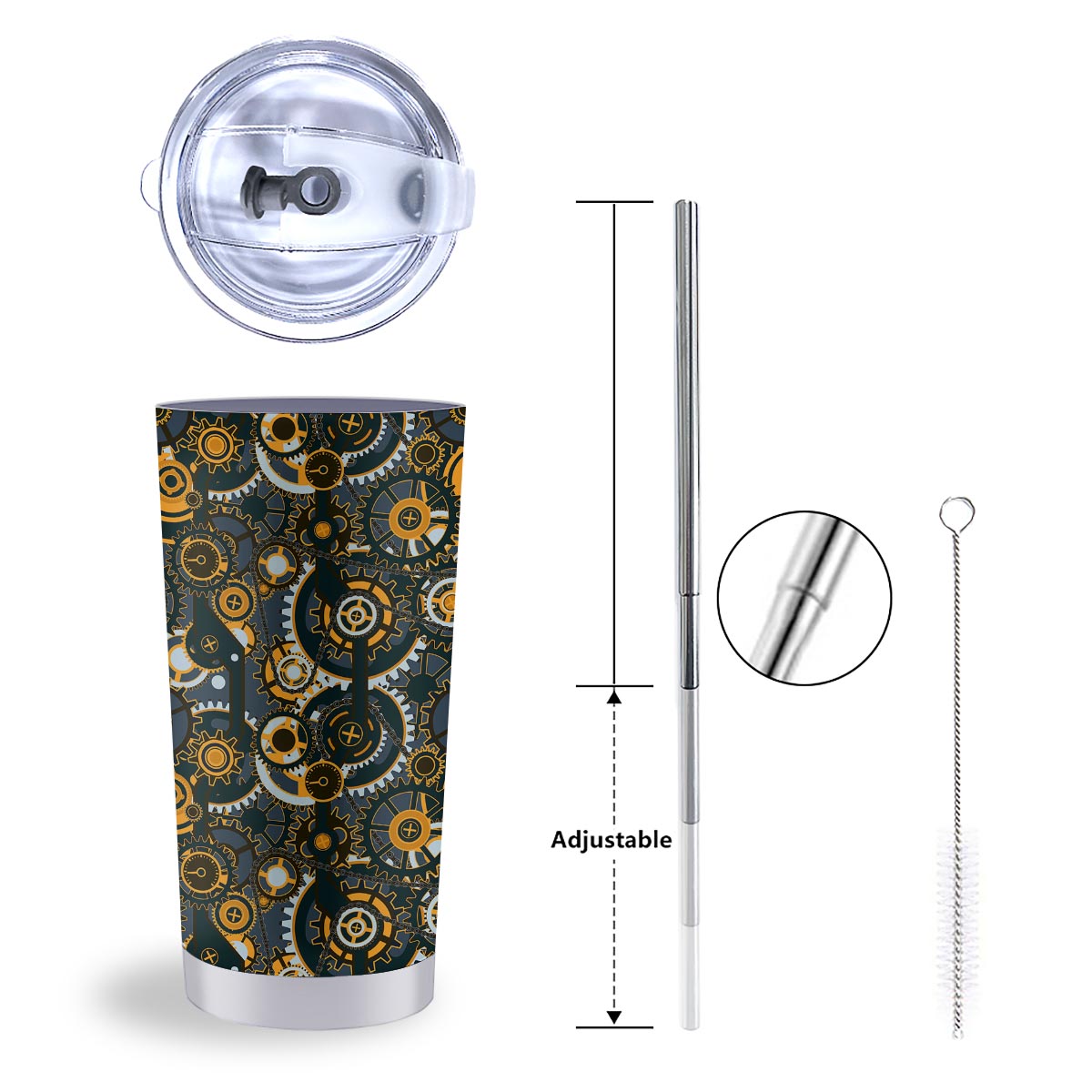 Steampunk Gears Print Pattern Tumbler-grizzshop