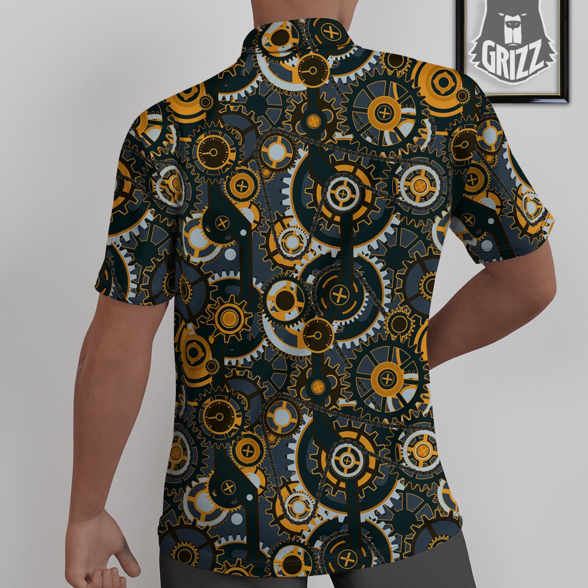 Steampunk Gears Print Pattern Untucked Shirts-grizzshop