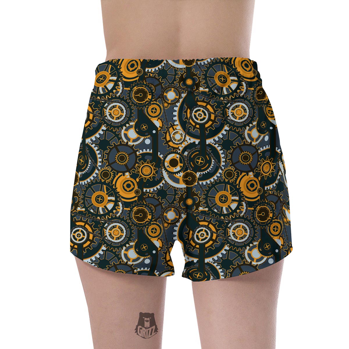 Steampunk Gears Print Pattern Women's Shorts-grizzshop