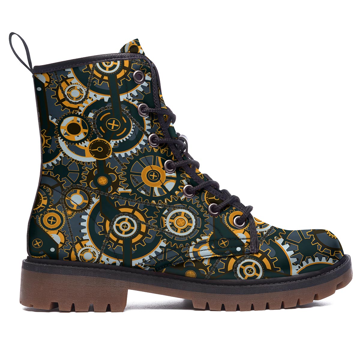 Steampunk Gears Print Pattern Work Boots-grizzshop