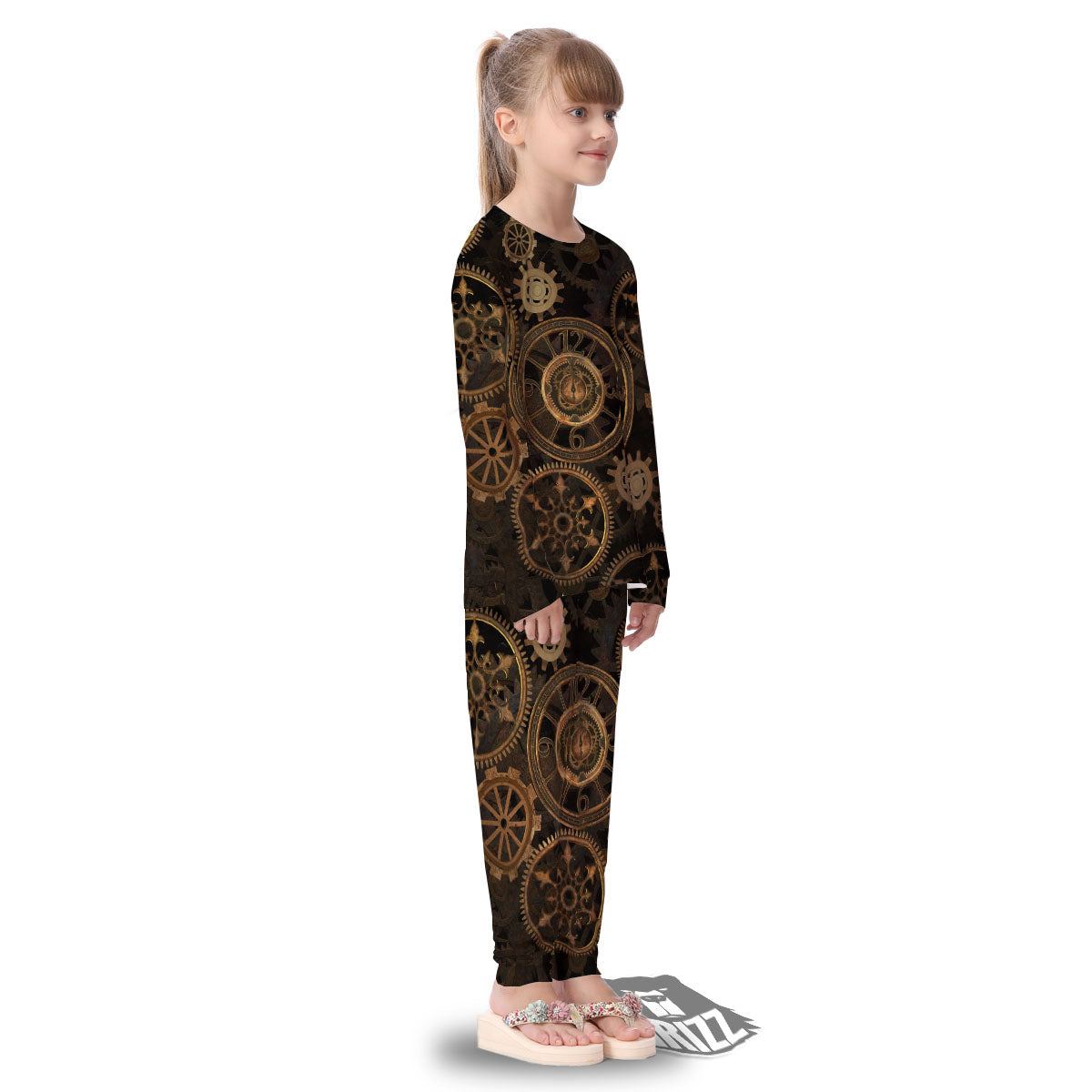 Steampunk Gears Vintage Print Kid's Pajamas-grizzshop