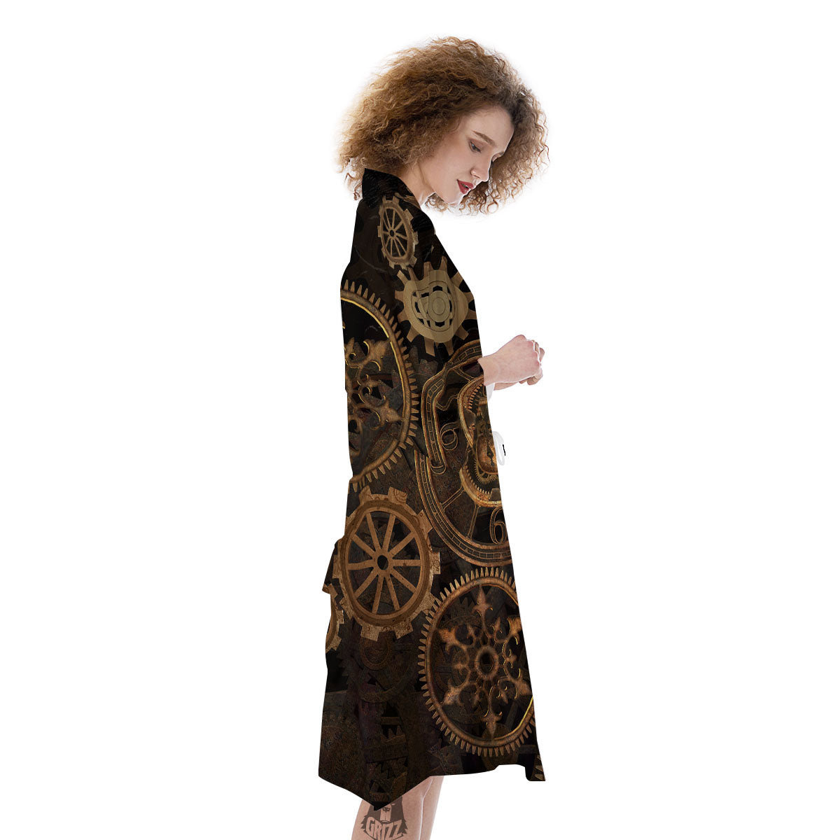 Steampunk Gears Vintage Print Kimono-grizzshop