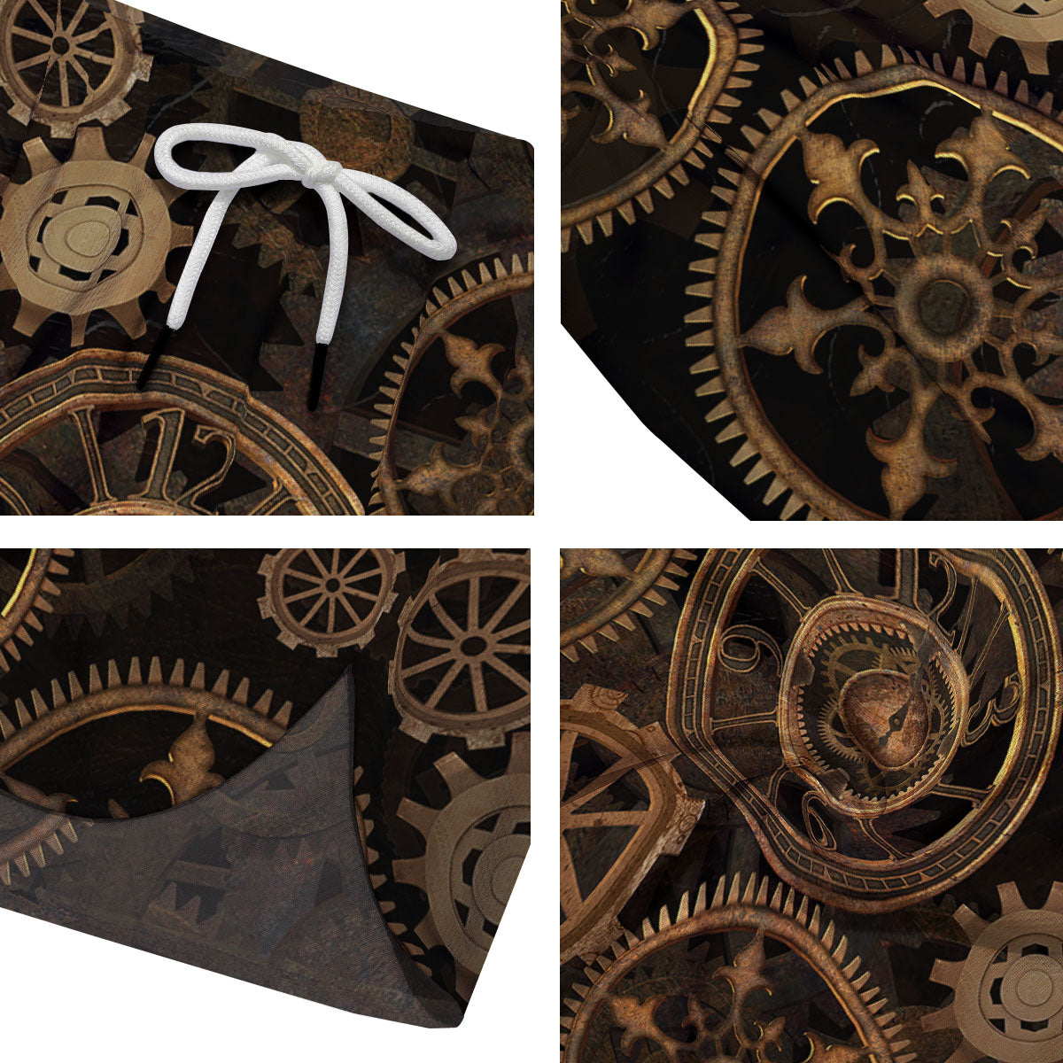 Steampunk Gears Vintage Print Men's Running Shorts-grizzshop