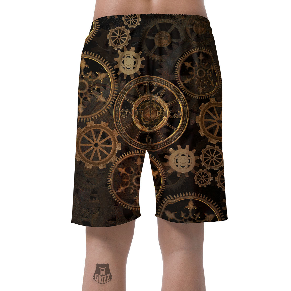 Steampunk Gears Vintage Print Men's Shorts-grizzshop