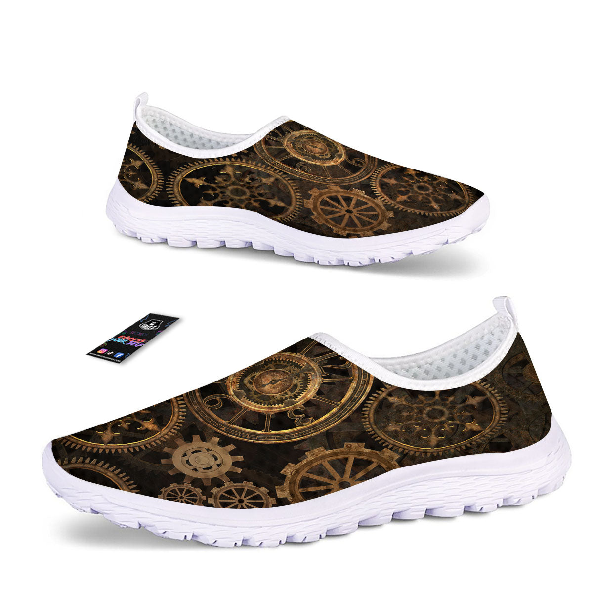 Steampunk Gears Vintage Print Nurse Shoes-grizzshop