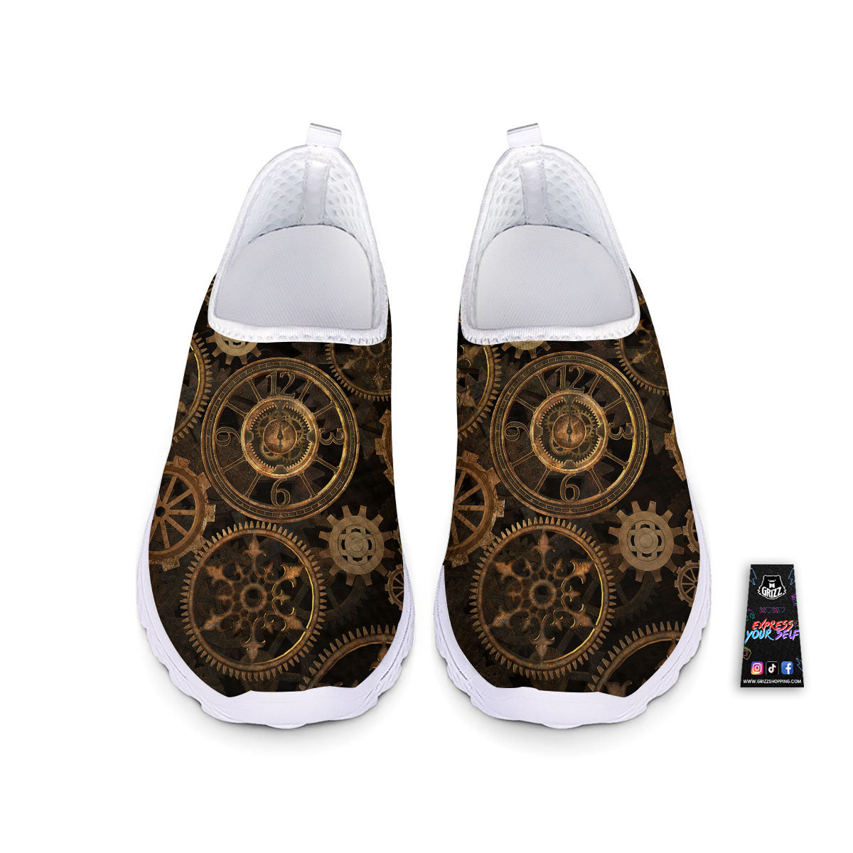 Steampunk Gears Vintage Print Nurse Shoes-grizzshop