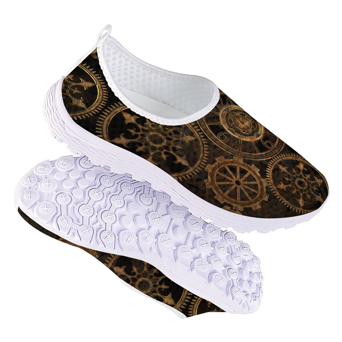 Steampunk Gears Vintage Print Nurse Shoes-grizzshop