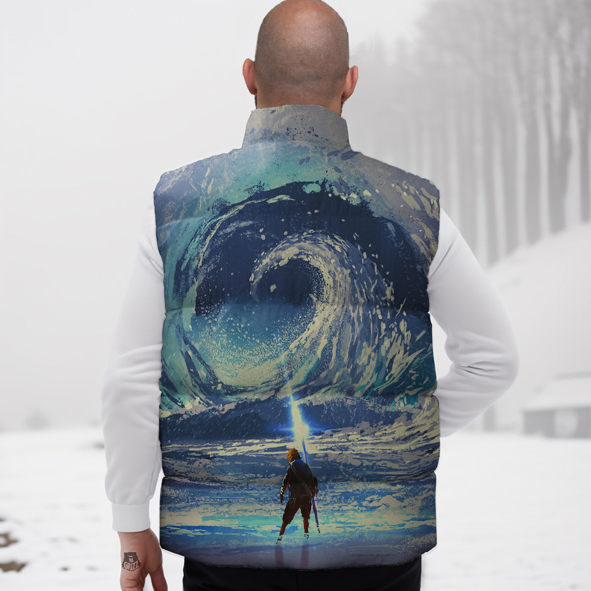 Steampunk Pattern Print Down Vest