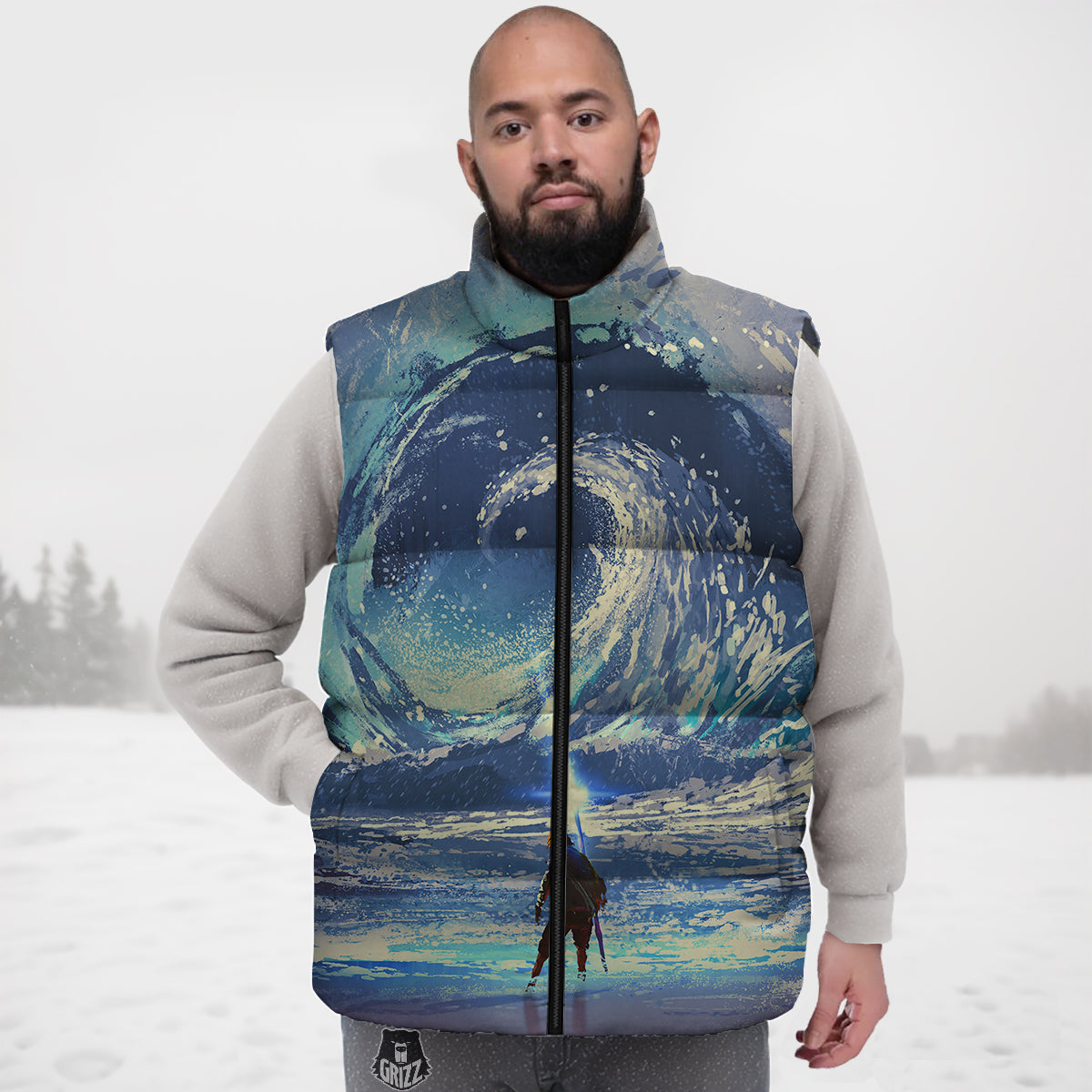 Steampunk Pattern Print Down Vest