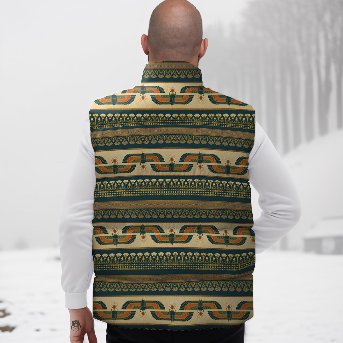 Steampunk Print Pattern Down Vest