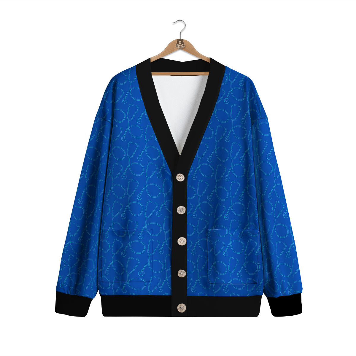 Stethoscope Blue Print Pattern Cardigan-grizzshop