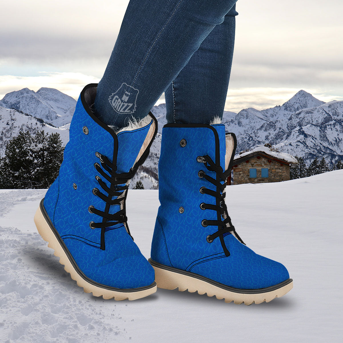 Stethoscope Blue Print Pattern Snow Boots-grizzshop