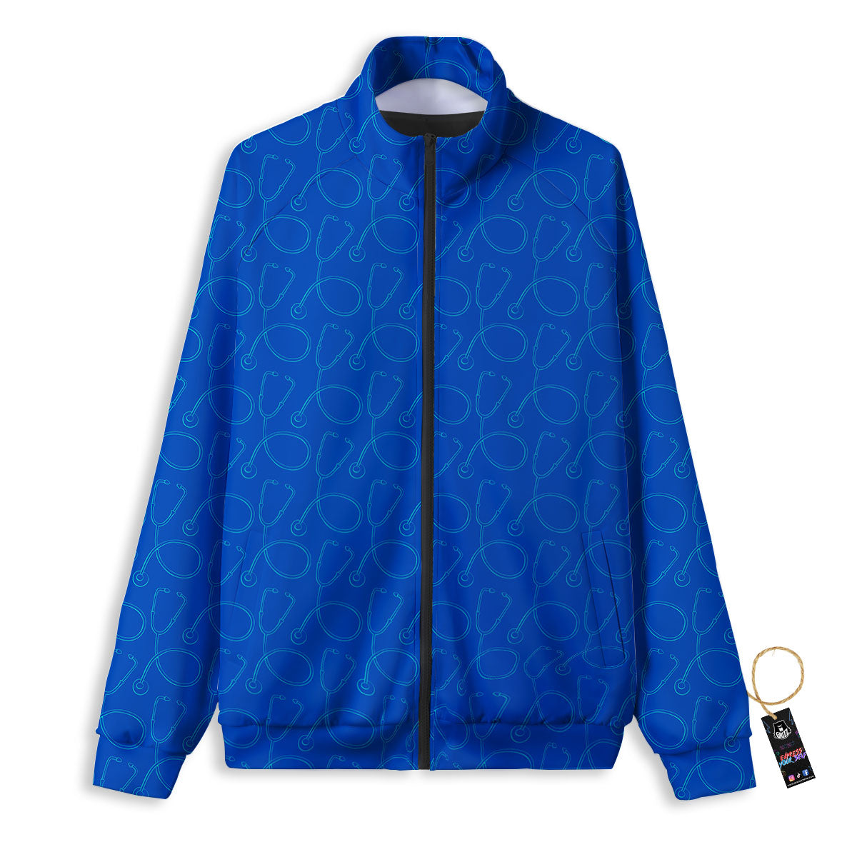 Stethoscope Blue Print Pattern Track Jacket-grizzshop