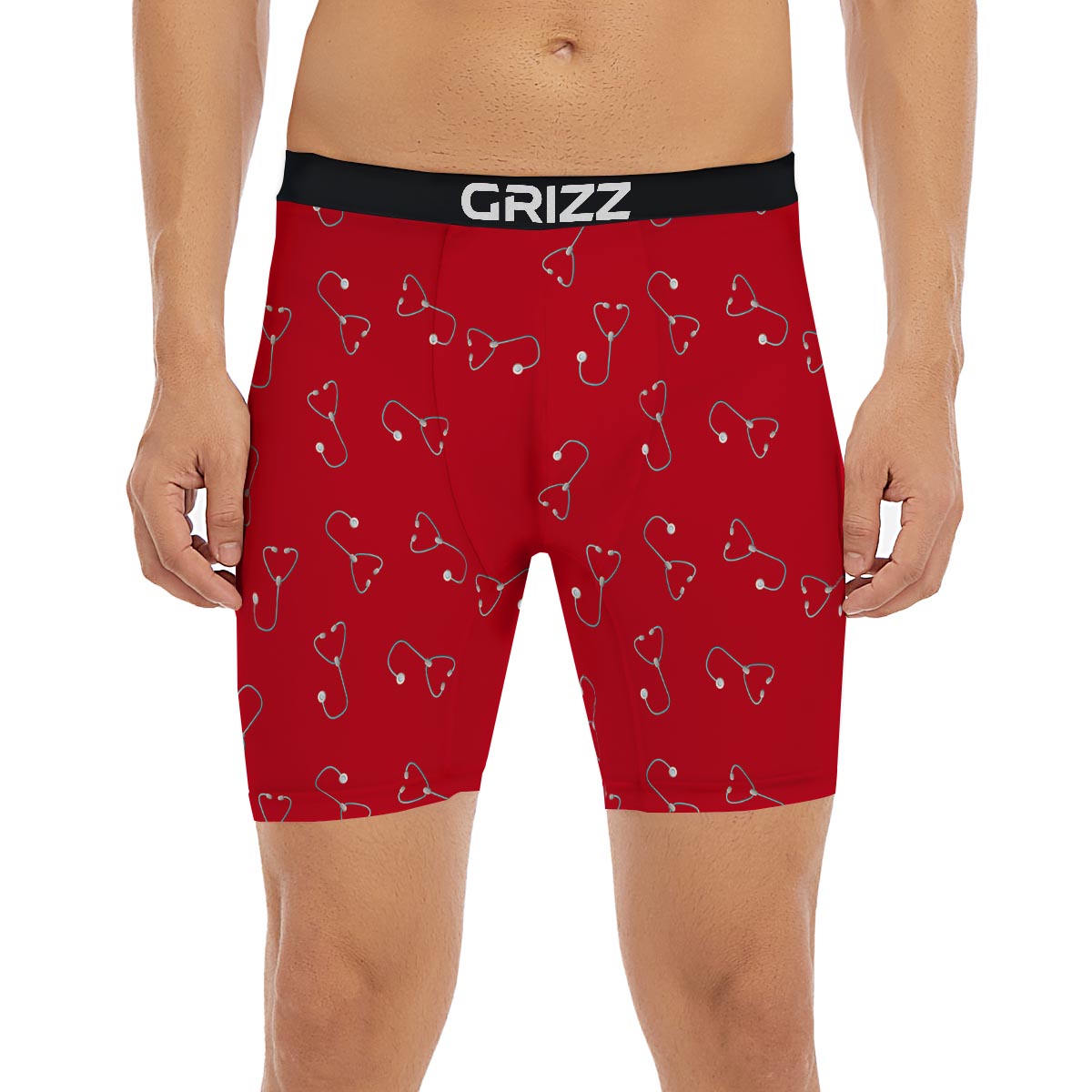 Stethoscope Red Print Pattern Boxer Briefs-grizzshop