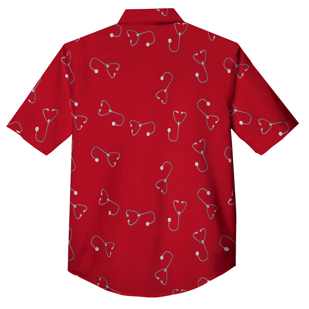 Stethoscope Red Print Pattern Button Up Shirt-grizzshop