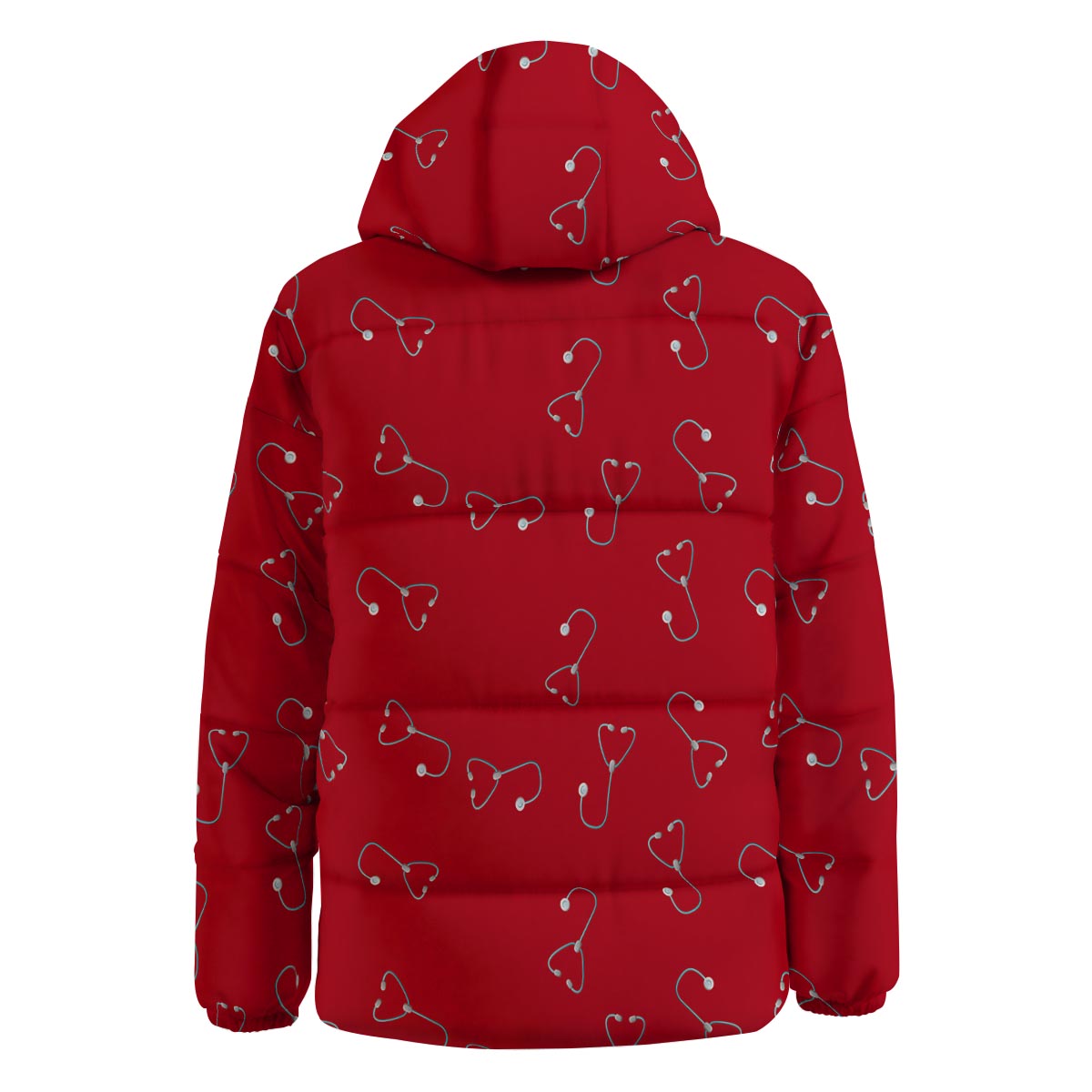 Stethoscope Red Print Pattern Down Jacket-grizzshop