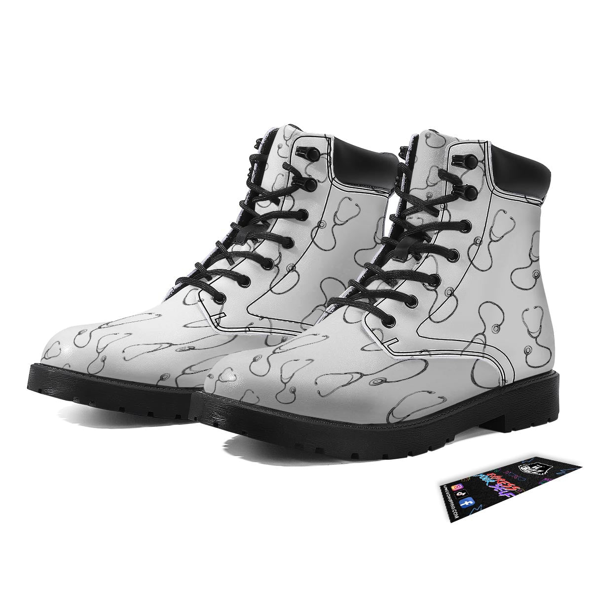 Stethoscope Sign Print Pattern Boots-grizzshop