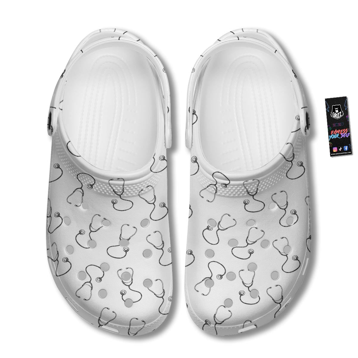 Stethoscope Sign Print Pattern Clog-grizzshop