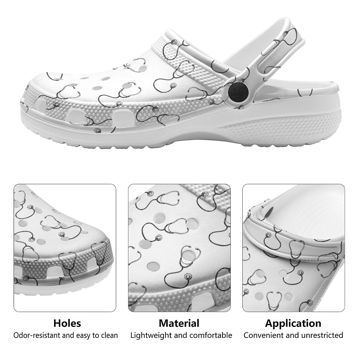 Stethoscope Sign Print Pattern Clog-grizzshop