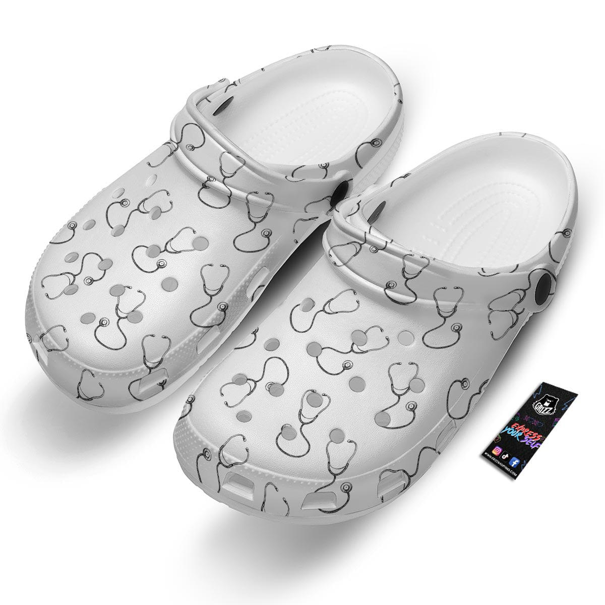 Stethoscope Sign Print Pattern Clog-grizzshop