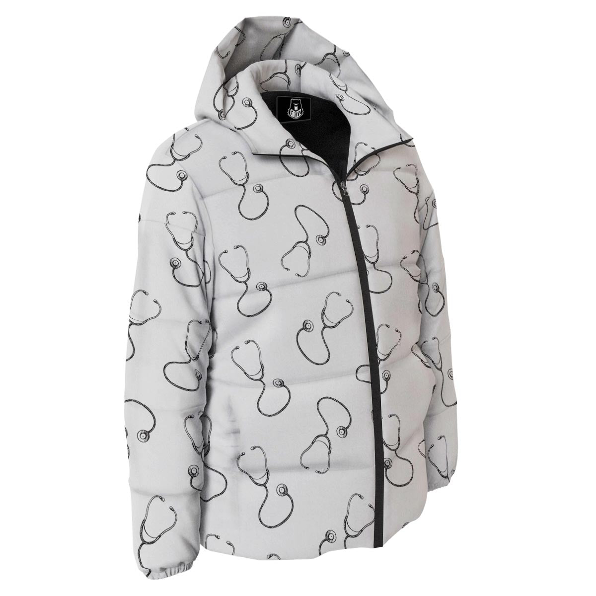 Stethoscope Sign Print Pattern Down Jacket-grizzshop