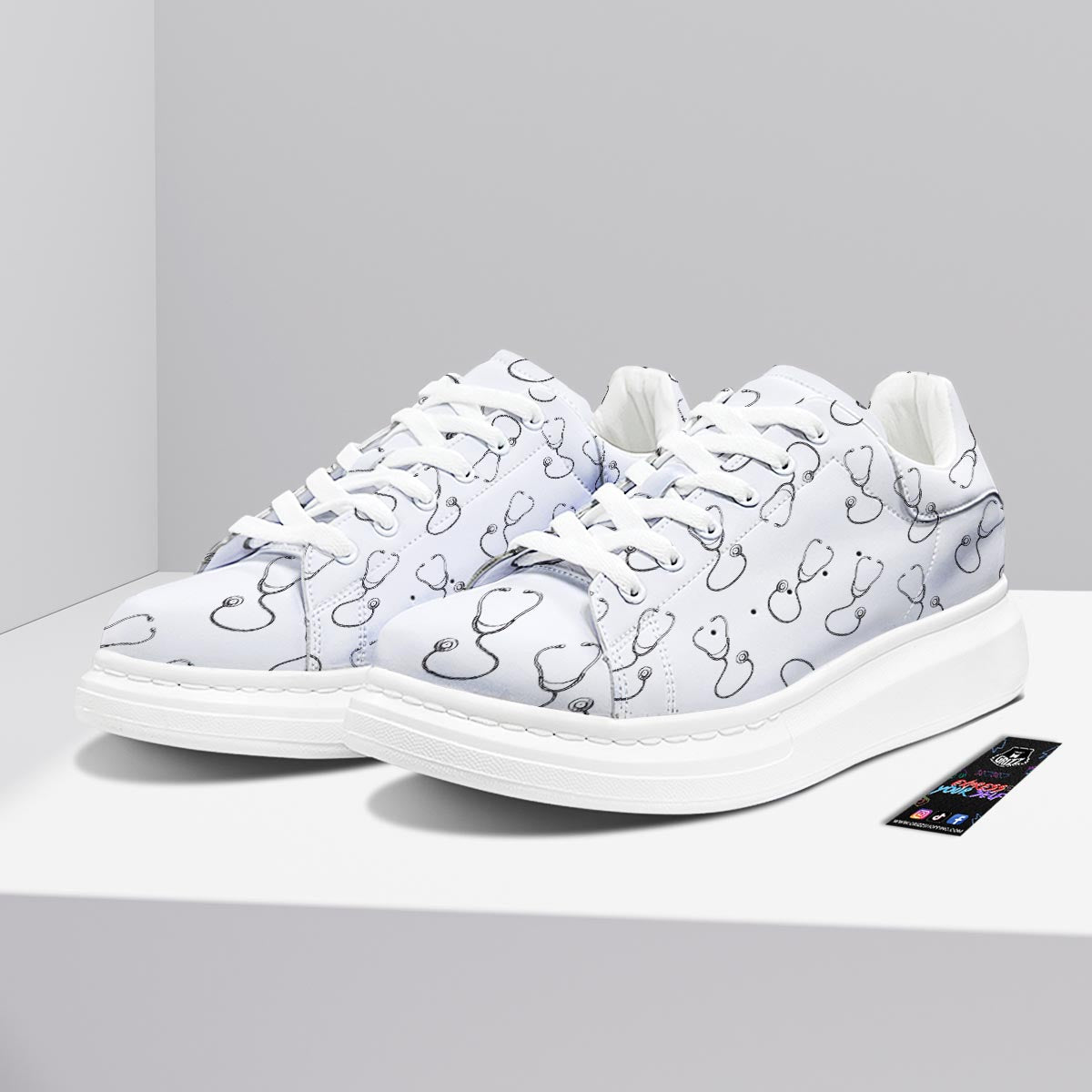 Stethoscope Sign Print Pattern Platform Shoes-grizzshop