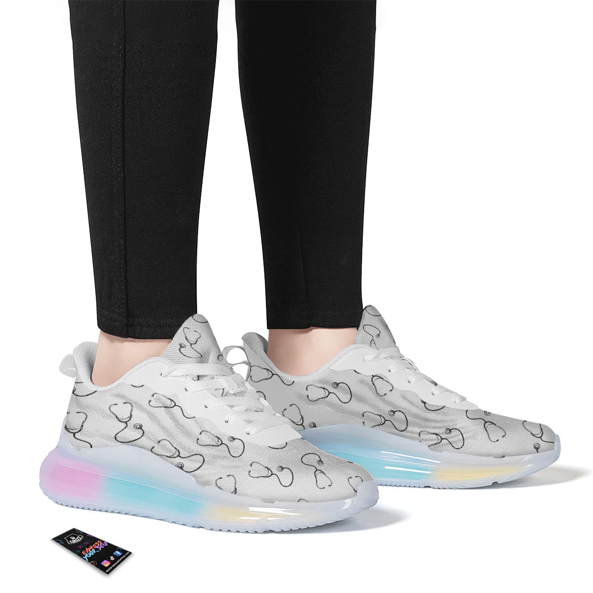 Stethoscope Sign Print Pattern Running Sneakers-grizzshop