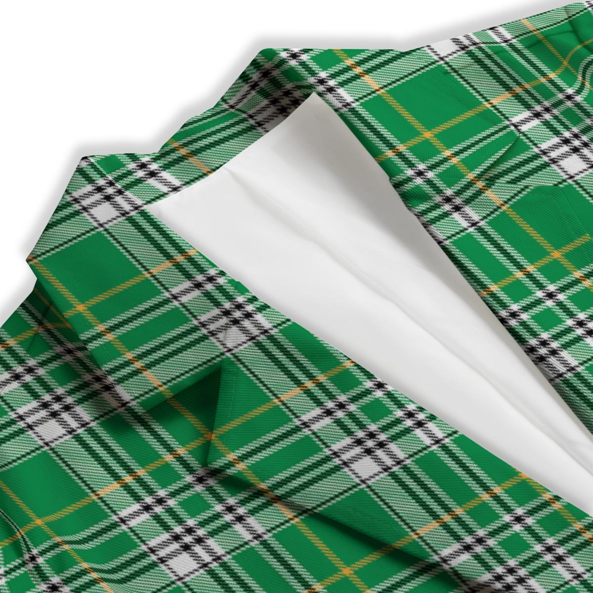 Stewart Plaid Saint Patrick's Day Print Pattern Women's Blazer-grizzshop