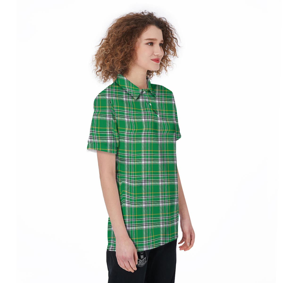 Stewart Plaid Saint Patrick's Day Print Pattern Women's Golf Shirts-grizzshop