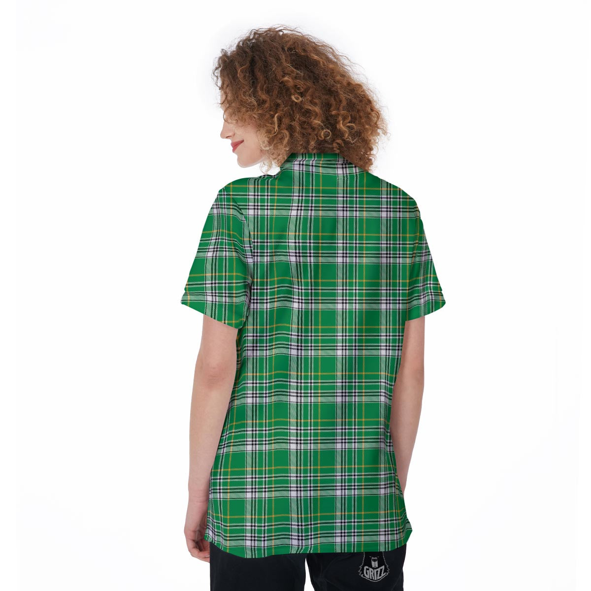 Stewart Plaid Saint Patrick's Day Print Pattern Women's Golf Shirts-grizzshop