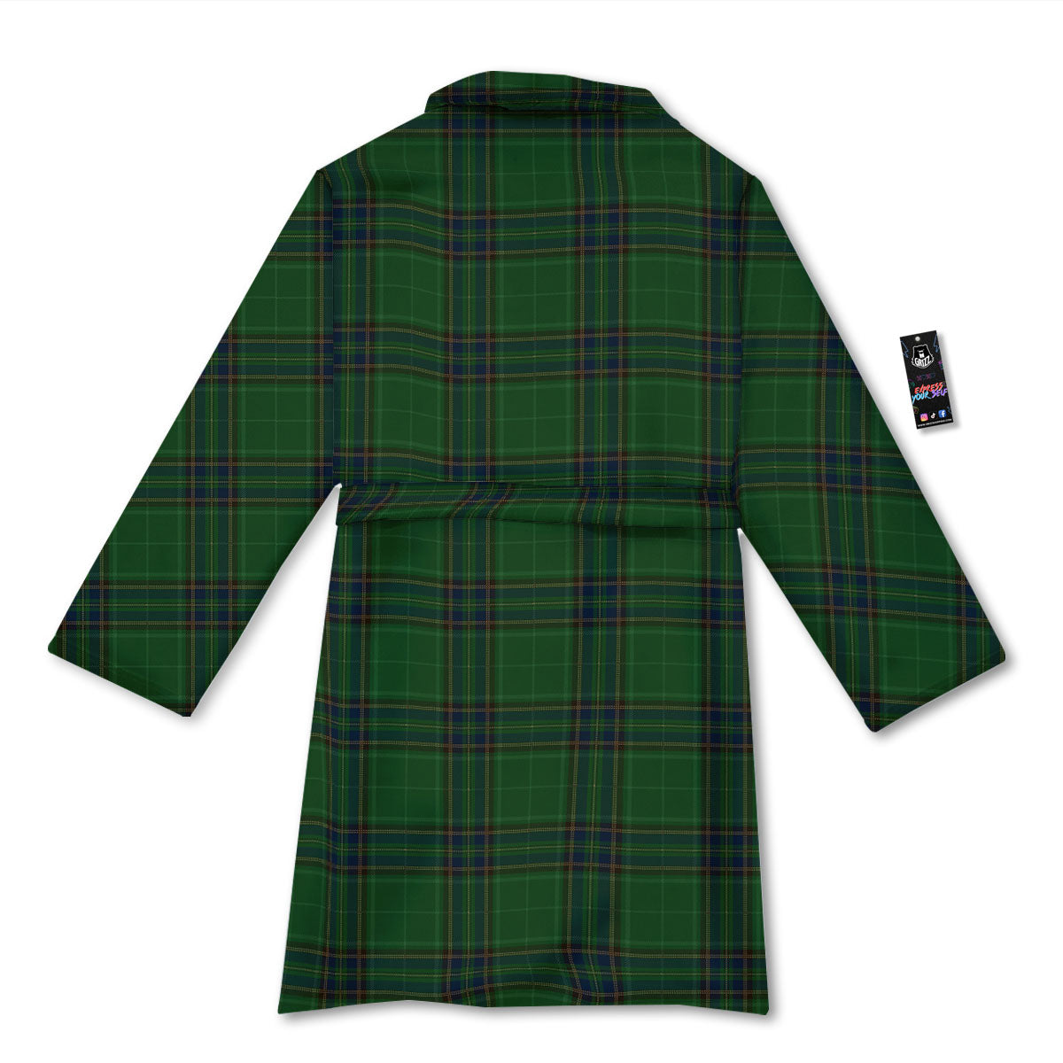 Stewart Tartan Blue And Green Print Bathrobe-grizzshop