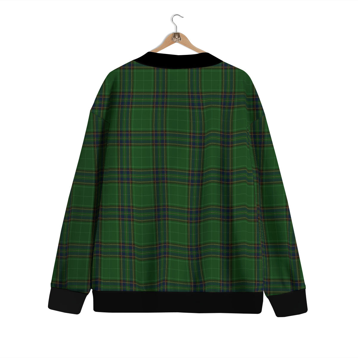 Stewart Tartan Blue And Green Print Cardigan-grizzshop