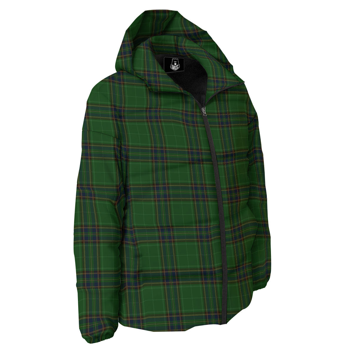 Stewart Tartan Blue And Green Print Down Jacket-grizzshop