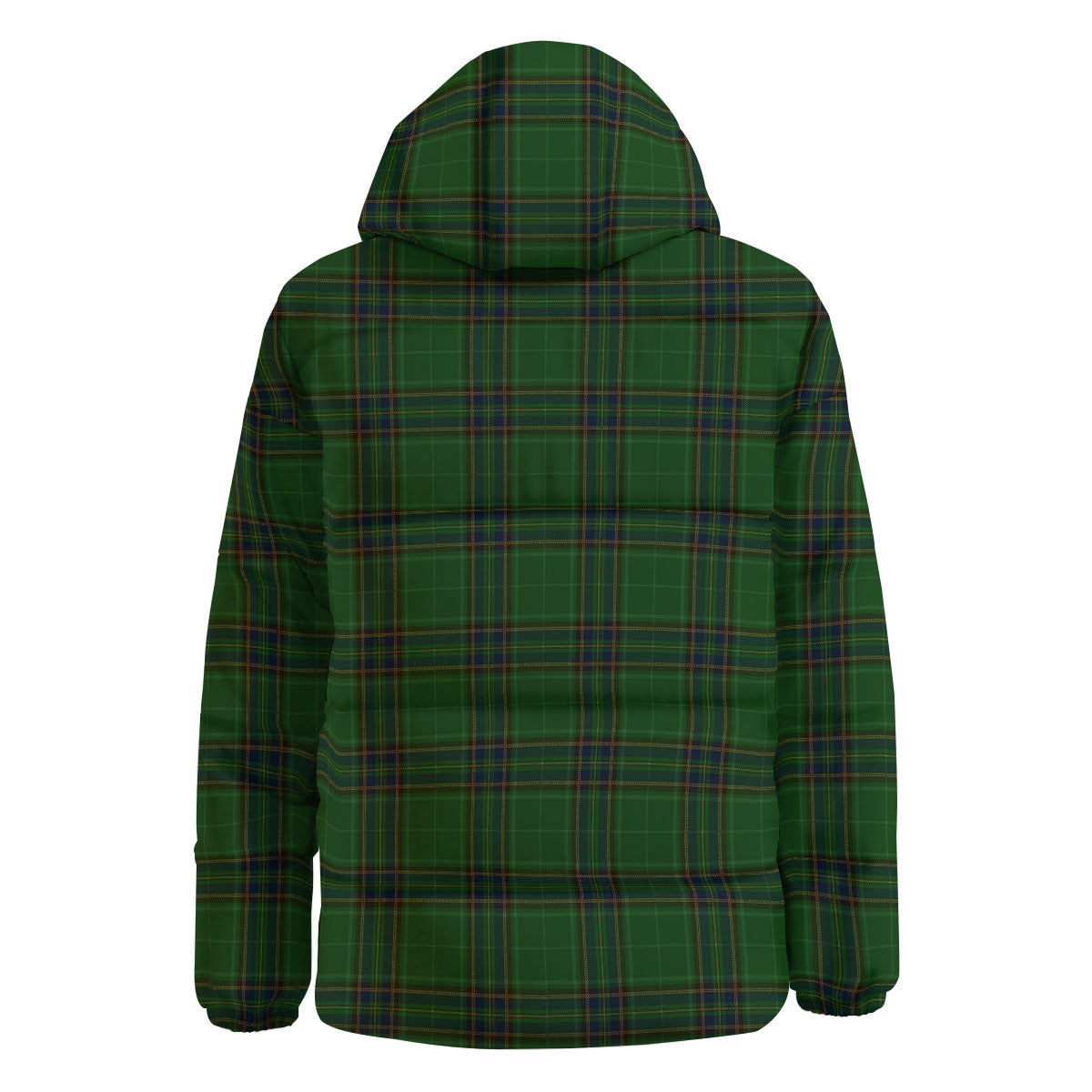 Stewart Tartan Blue And Green Print Down Jacket-grizzshop