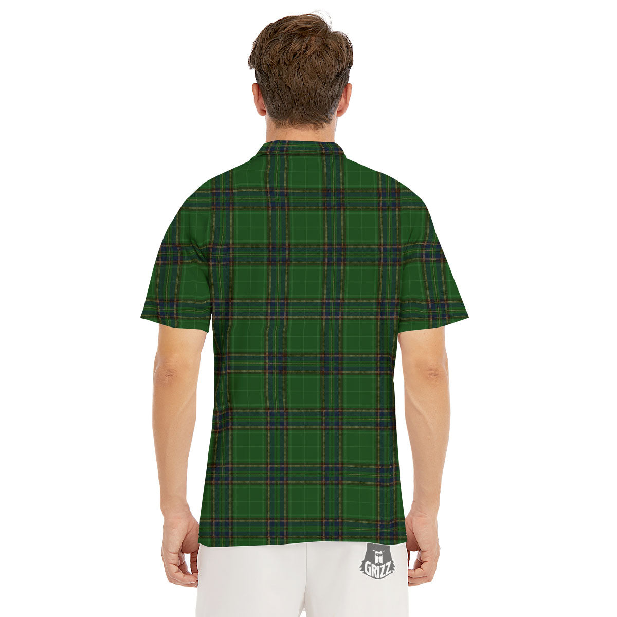 Stewart Tartan Blue And Green Print Men's Golf Shirts-grizzshop